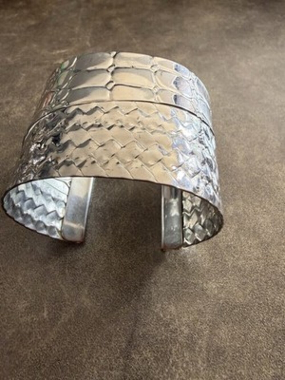 Hammered Silver Toned Metal Cuff Bracelet